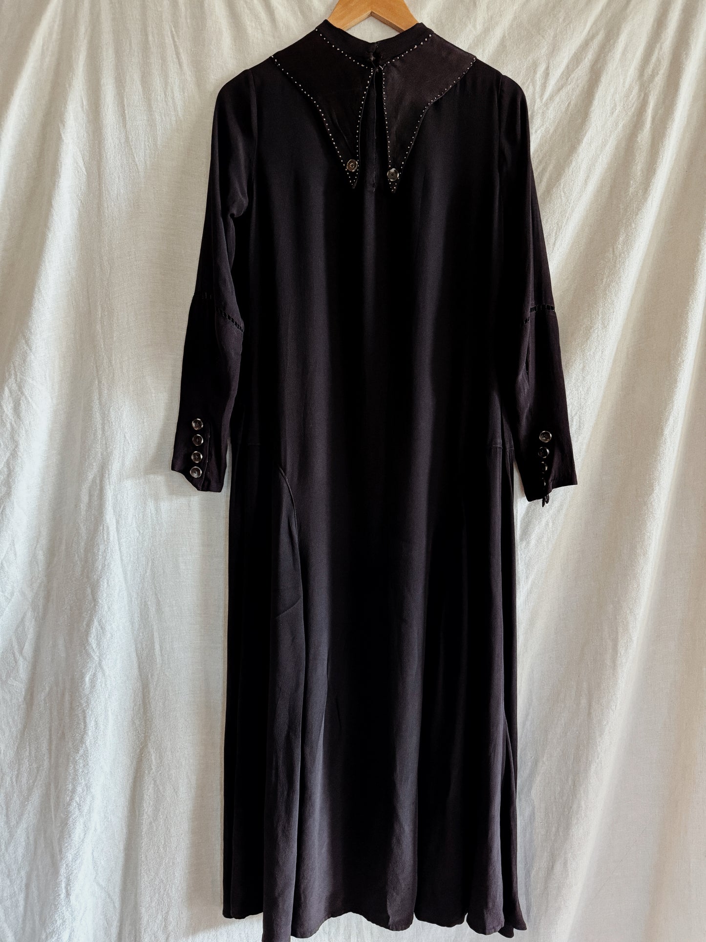 1920s/30s Black Vamp Full Length Dress- S/M