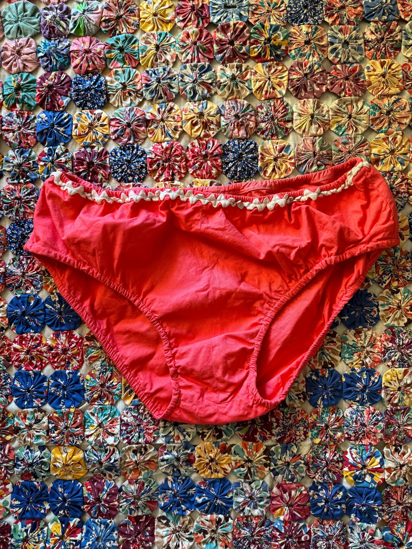 1950s French Coral Ric Rac Bikini- S/M