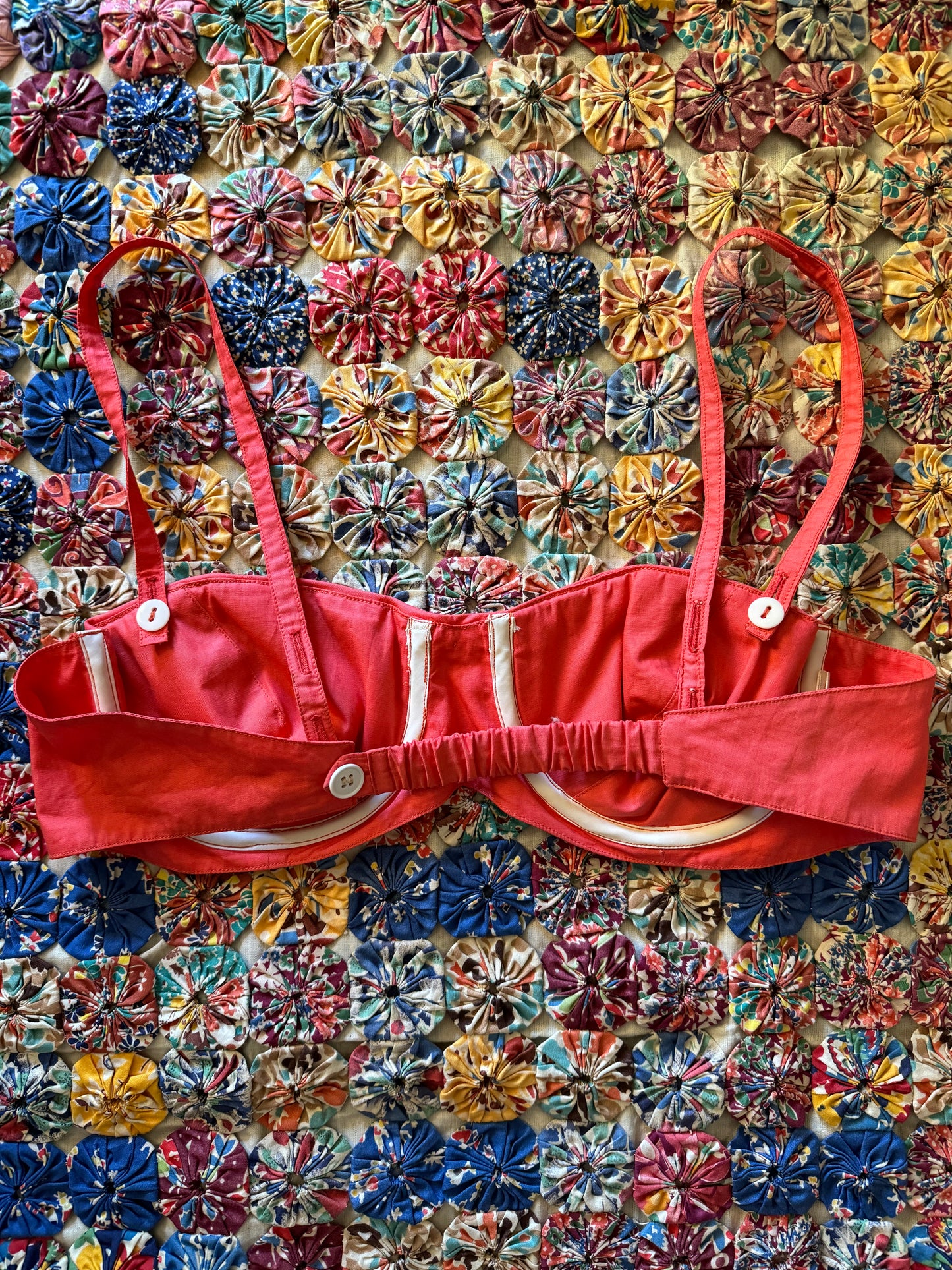 1950s French Coral Ric Rac Bikini- S/M