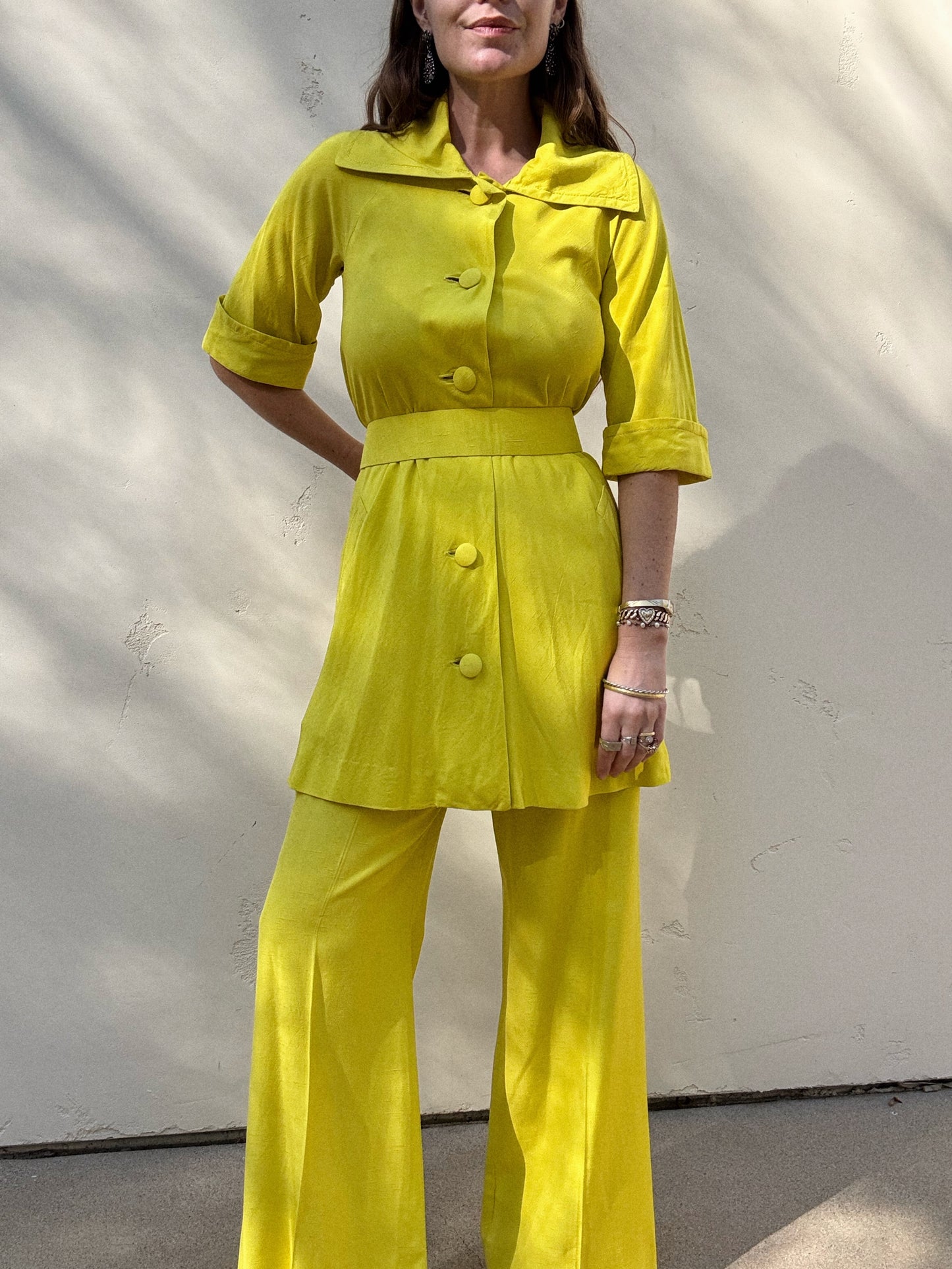 1970s Chartreuse Pierre Cardin Ensemble- S/M - M