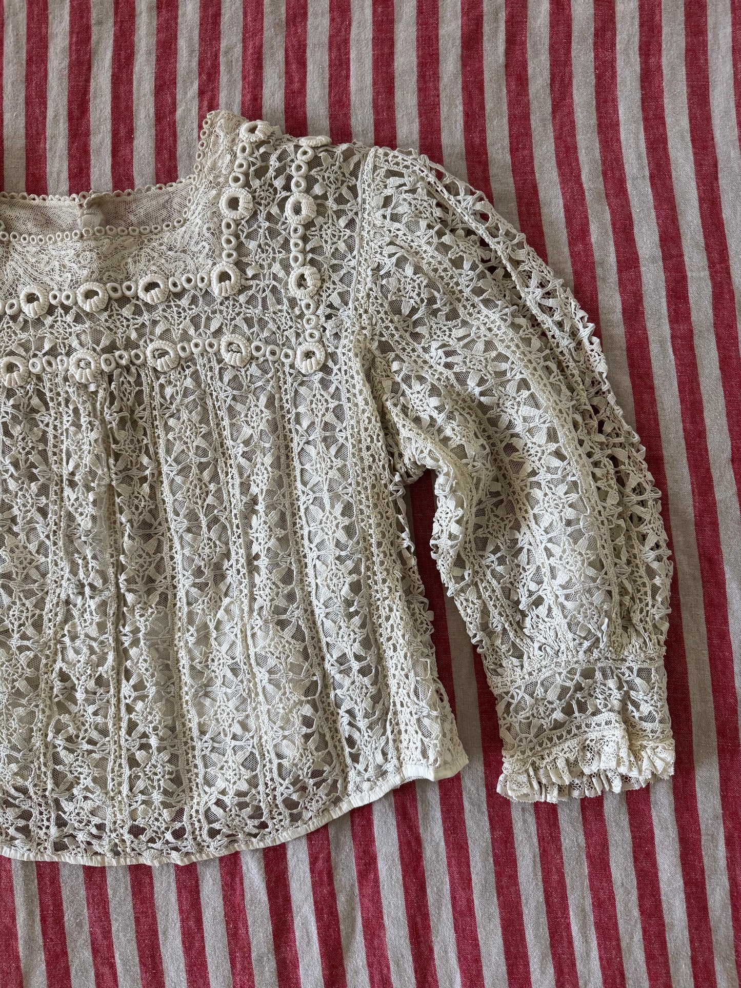 Edwardian White Star Lace Bodice Blouse- S/M