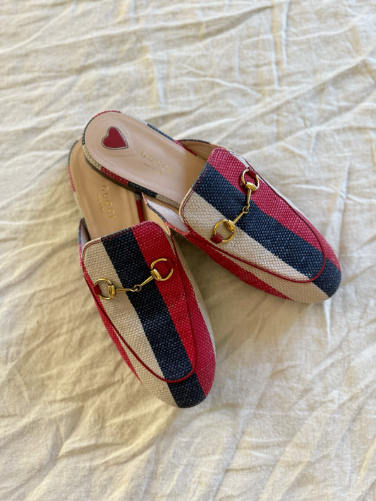 Gucci Woven Colorblock Slides w/ Horsebit- 8