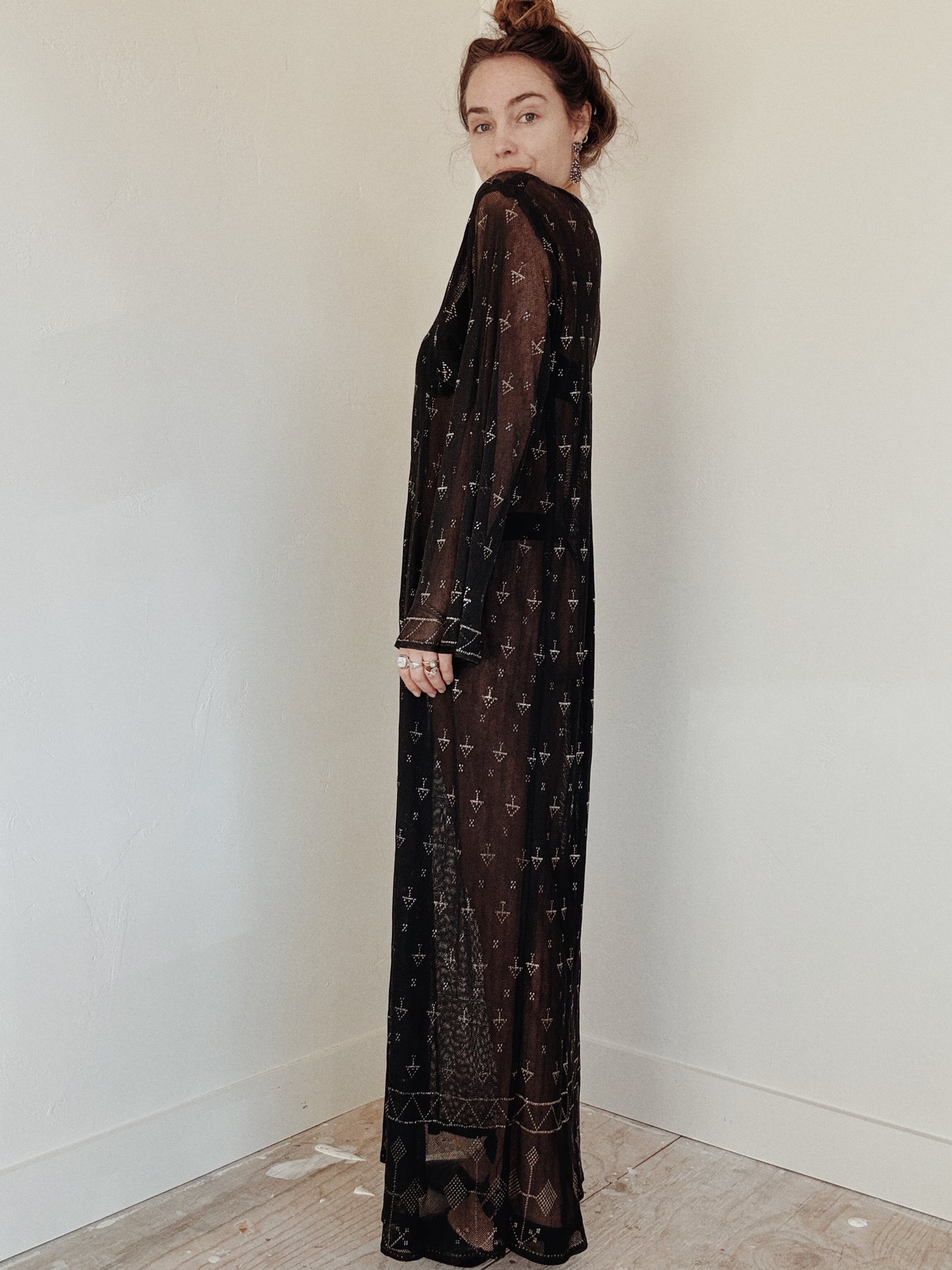 1970s Does 20s Assuit Black Kaftan- M/L