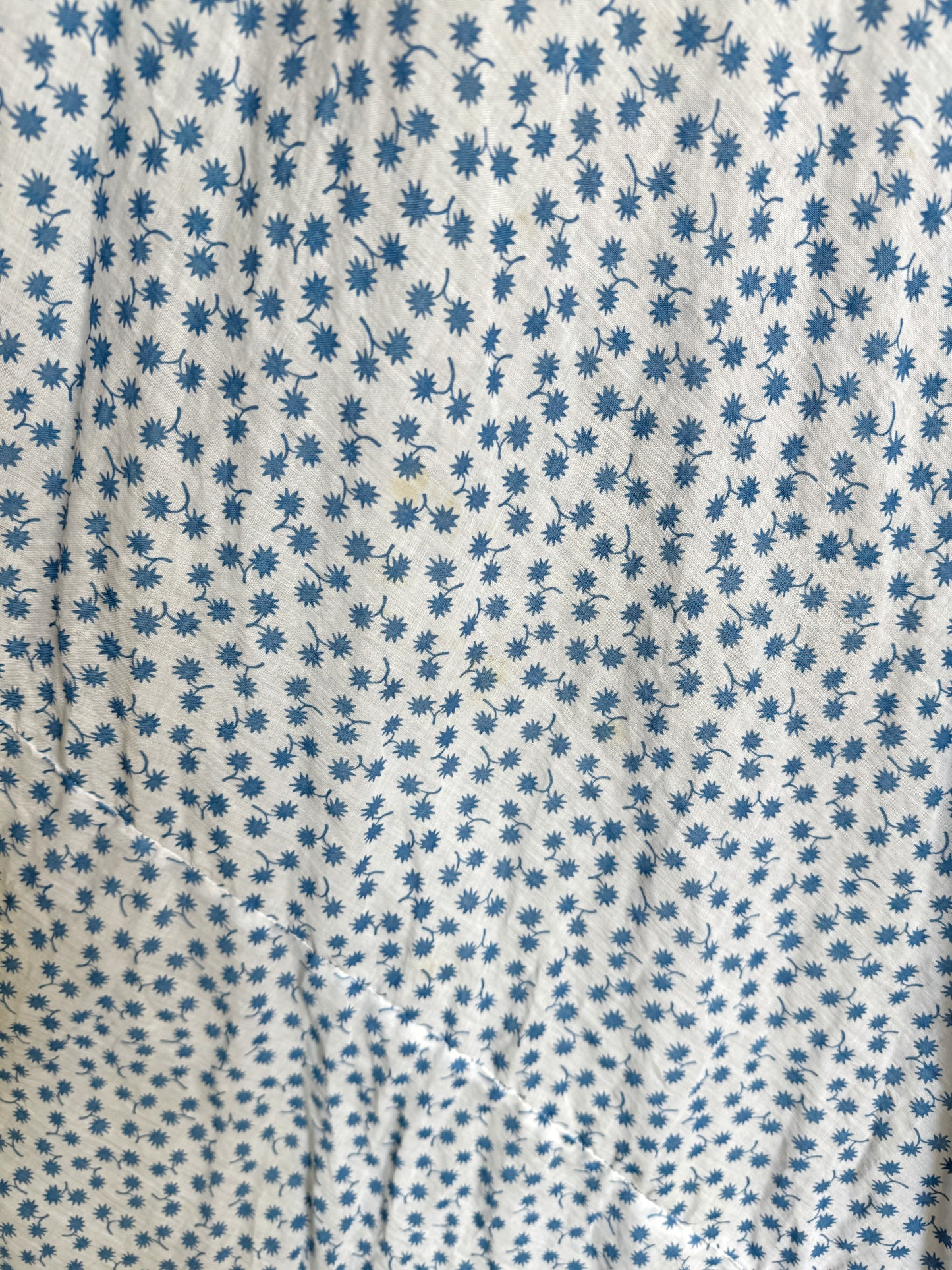 1930s White + Blue Floral Cotton Voile Dress w/ Bows- M-L