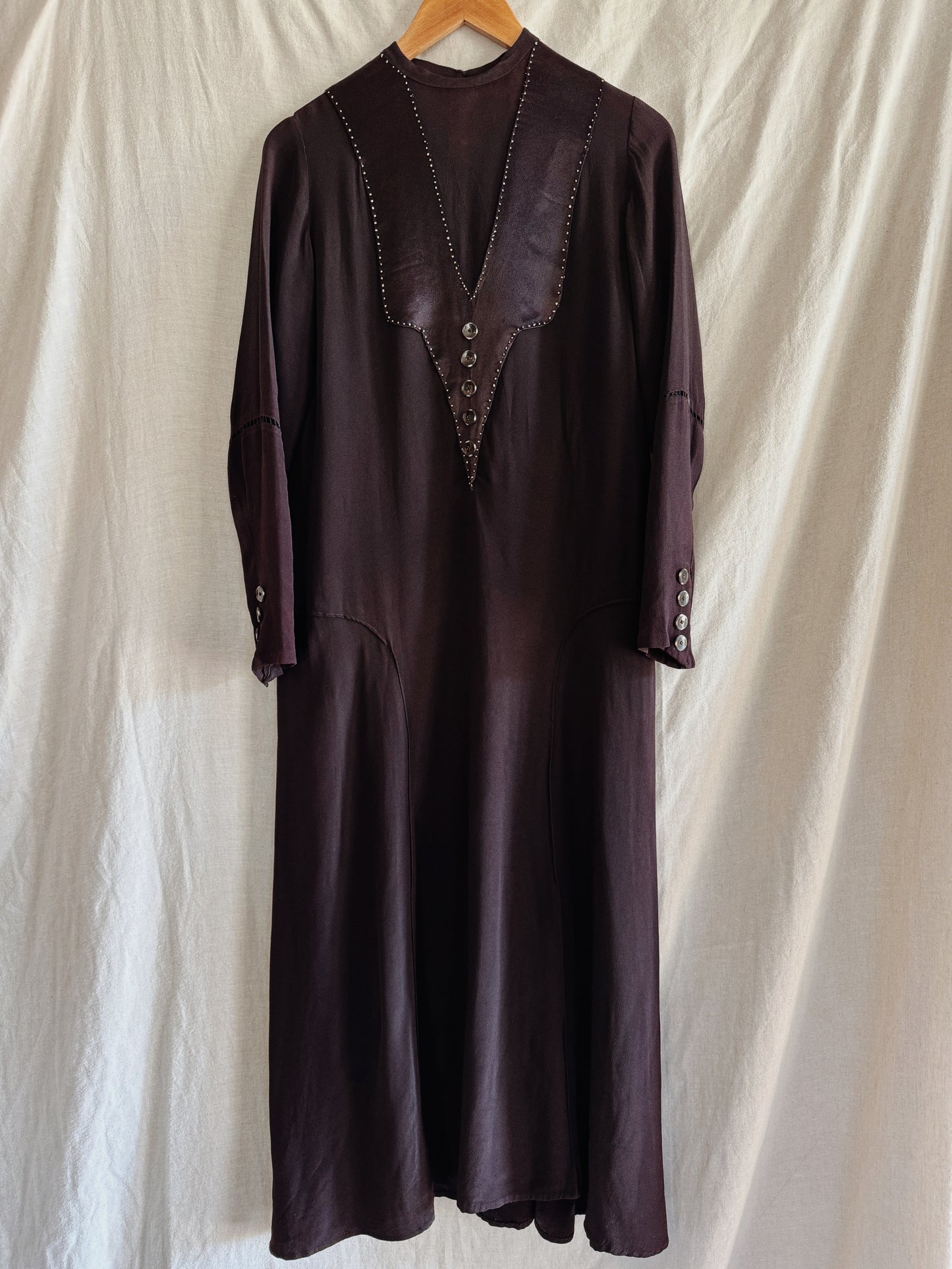 1920s/30s Black Vamp Full Length Dress- S/M