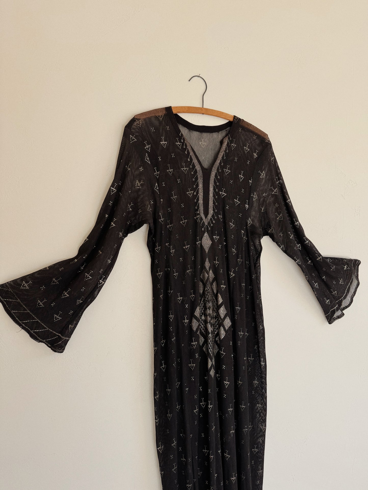 1970s Does 20s Assuit Black Kaftan- M/L