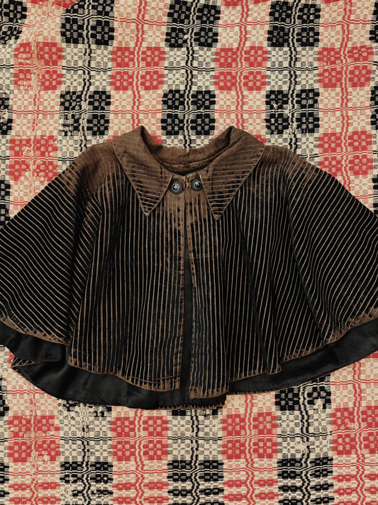 Antique Victorian Gothic Striped Velvet Caplet- S/M