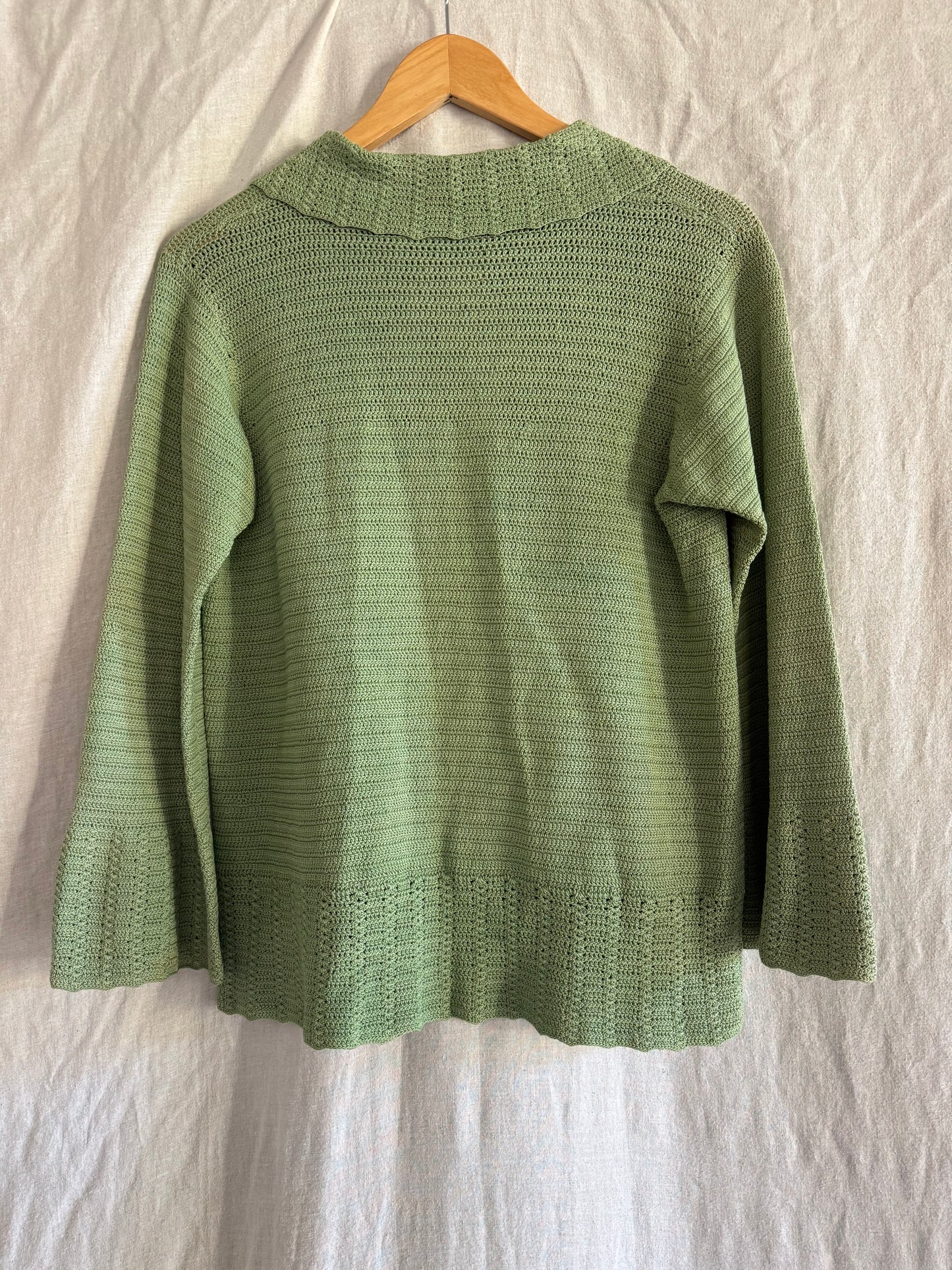 1930s Apple Green Knit Cardigan/ S/M