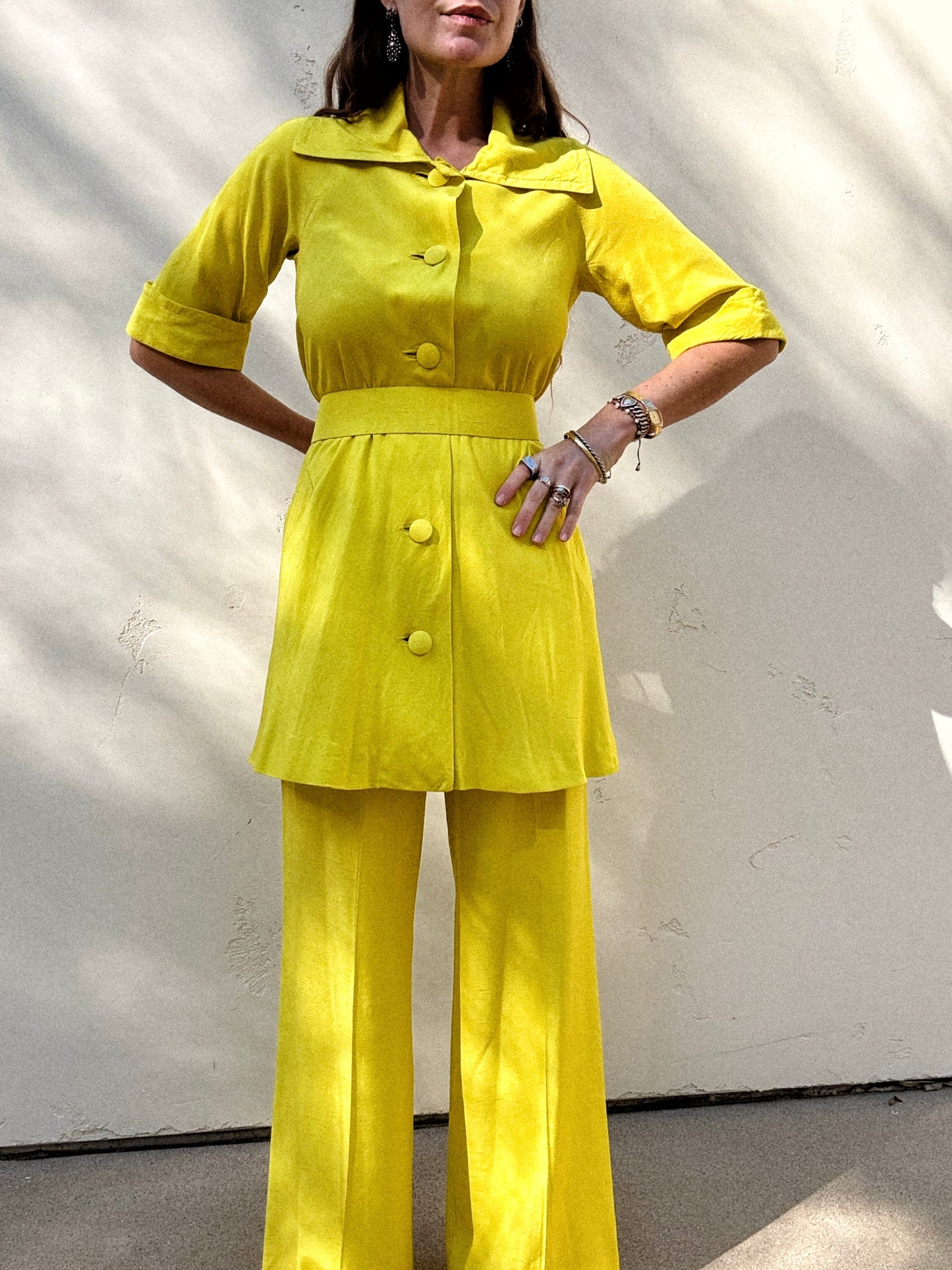 1970s Chartreuse Pierre Cardin Ensemble- S/M - M